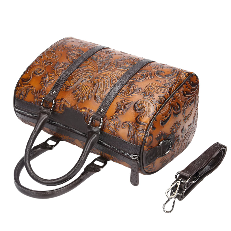 Cowhide Leather Flower Handbag
