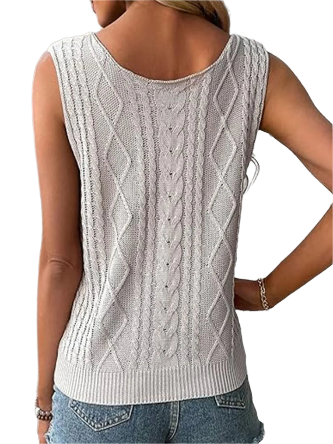 Cable-Knit V-Neck Sweater Vest