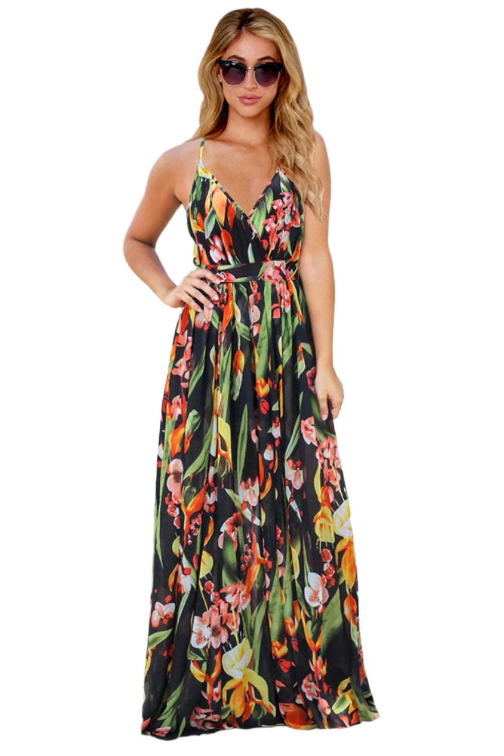 Crisscross Printed Surplice Cami Dress