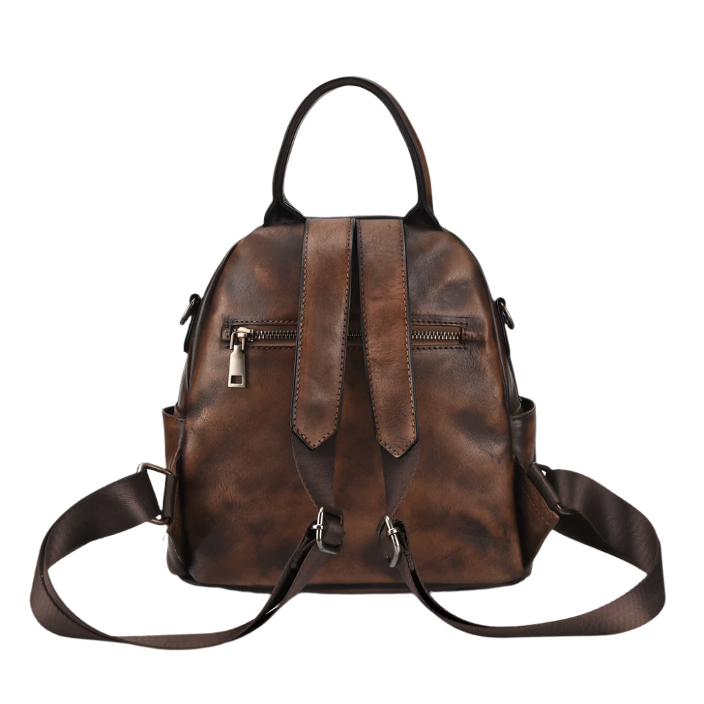 Butterfly and Flowers Cowhide Leather Versatile Handbag