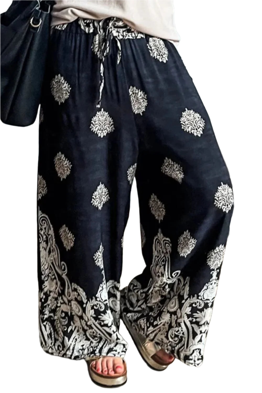 Printed Wide Leg Pants