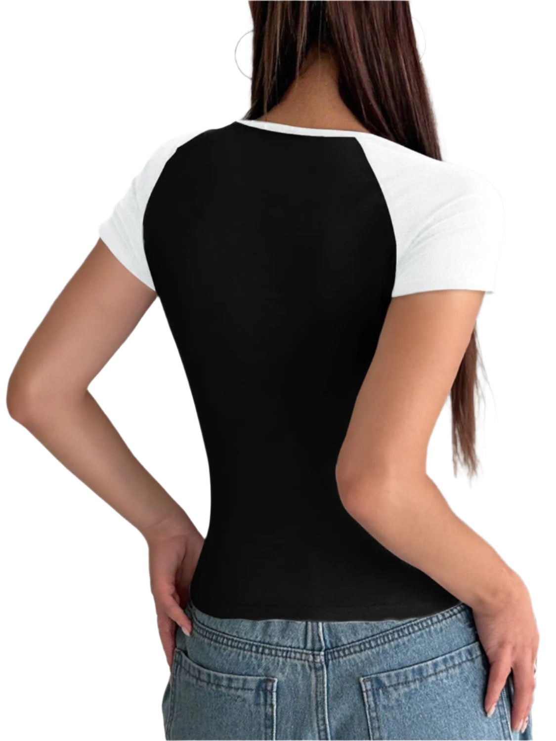 Devine Contrast Scoop Neck Short Sleeve T-Shirt