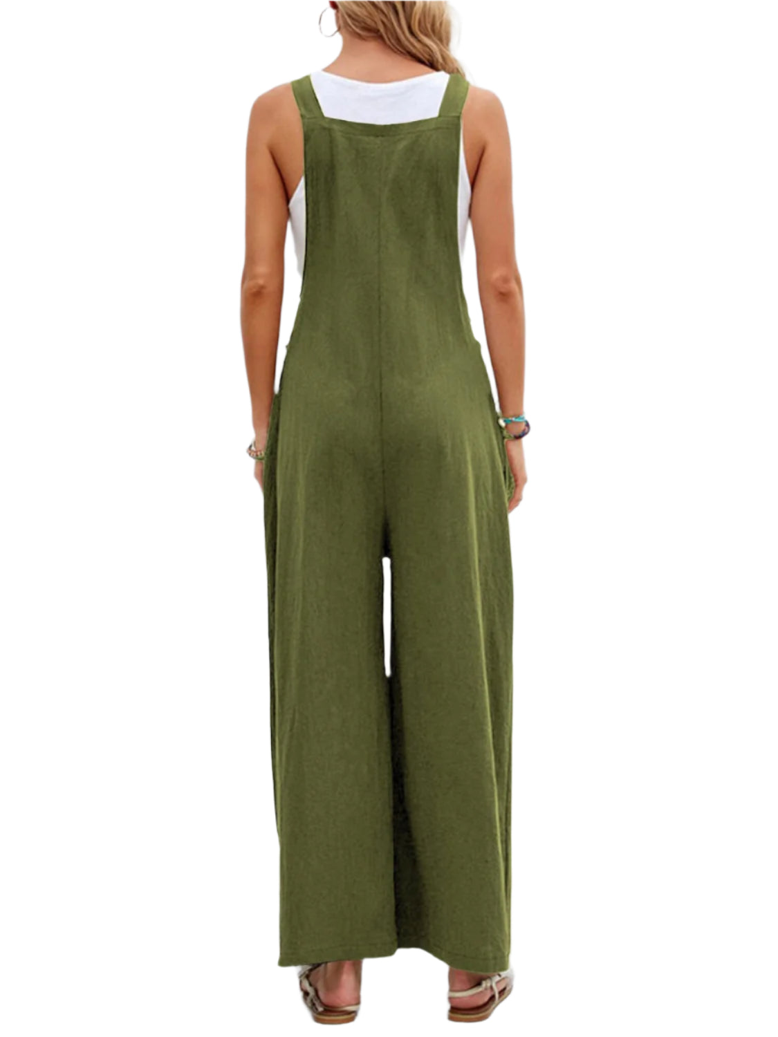 Full Size Square Neck Wide Strap Overalls