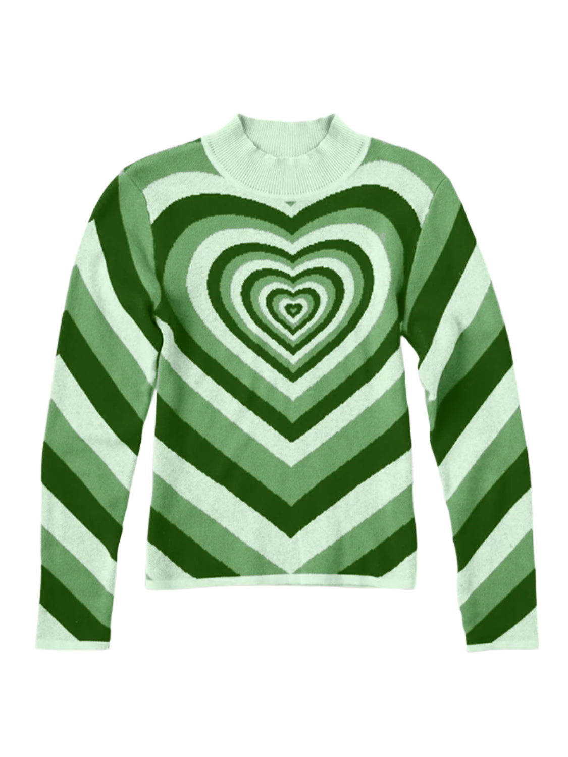 Heart Mock Neck Long Sleeve Sweater