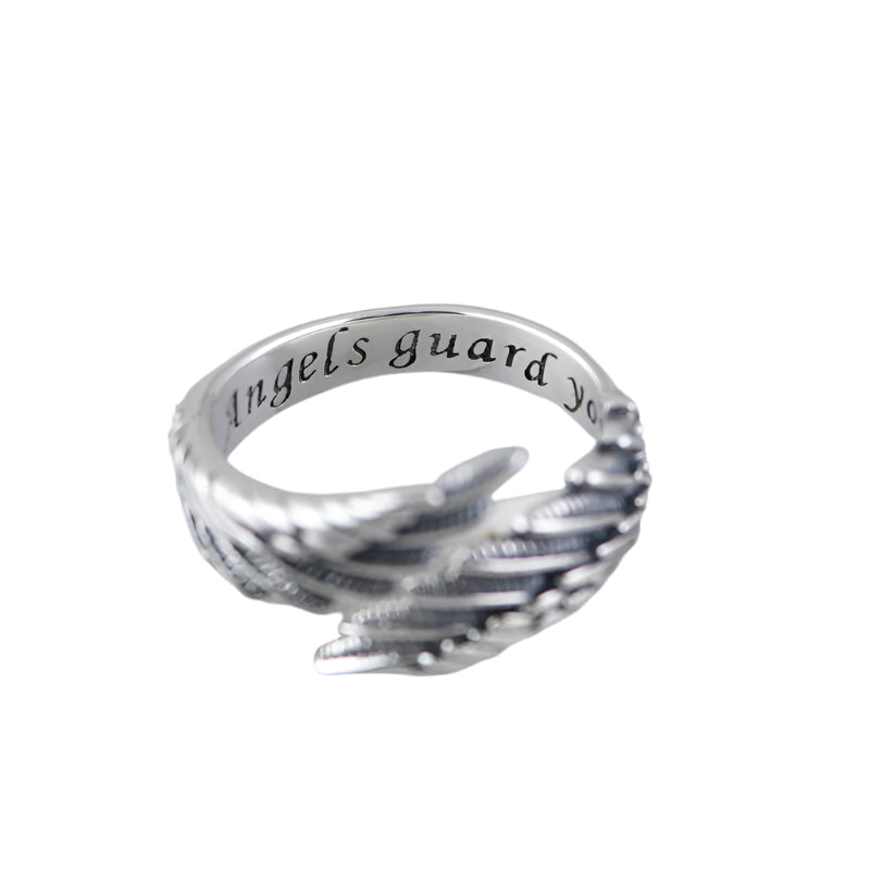 925 Sterling Silver Angel Wings Ring