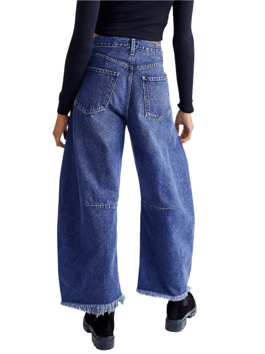 Raw Hem Wide Leg Jeans with Pockets