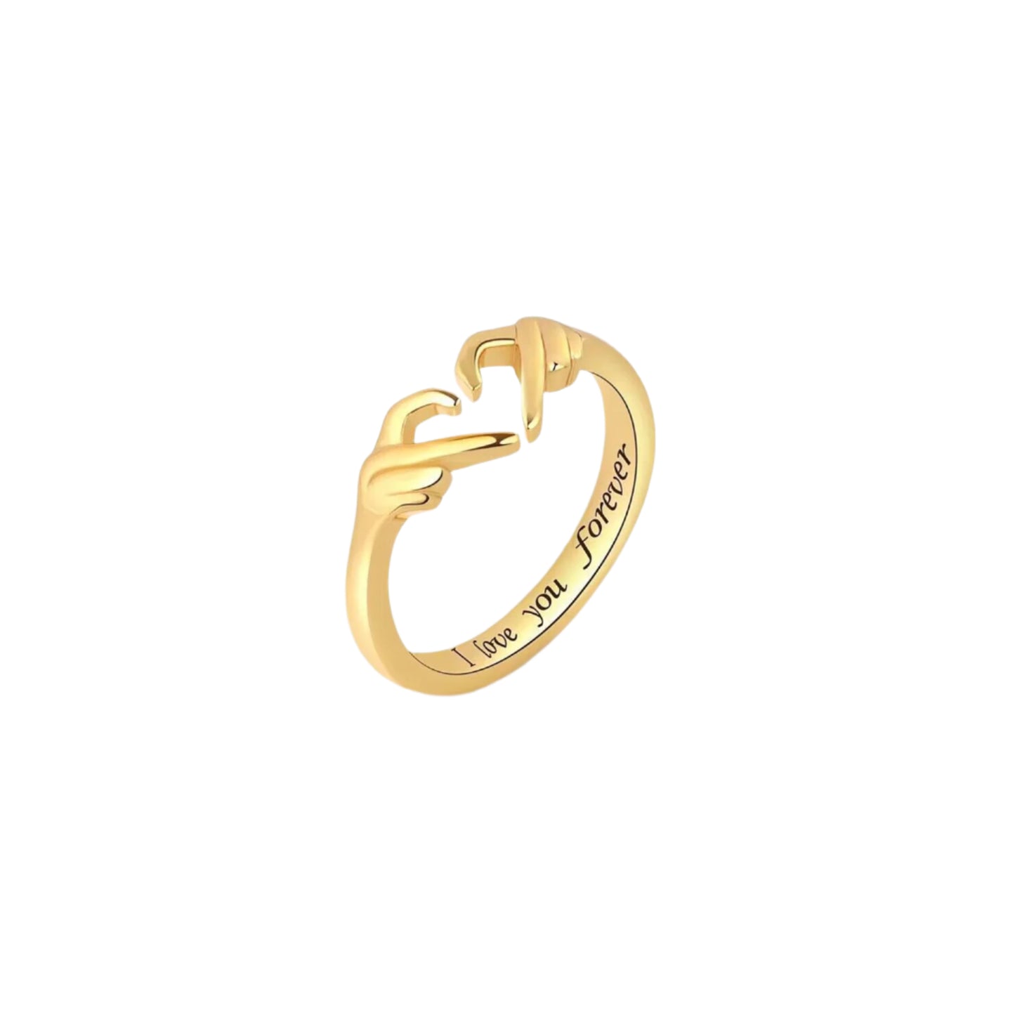Hand Heart Shape 925 Sterling Silver Open Ring
