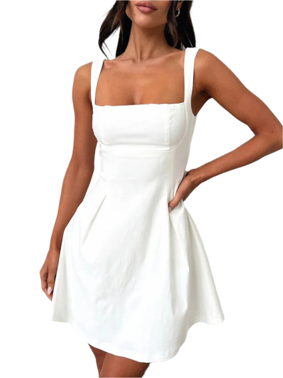 Devine Bow Back Square Neck Mini Dress