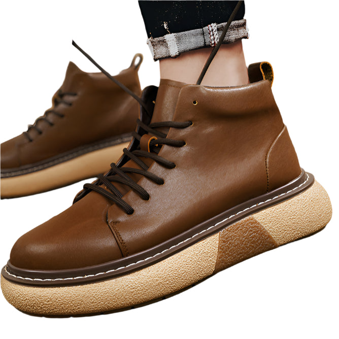 Men's Pu Leather Thick Sole Boots