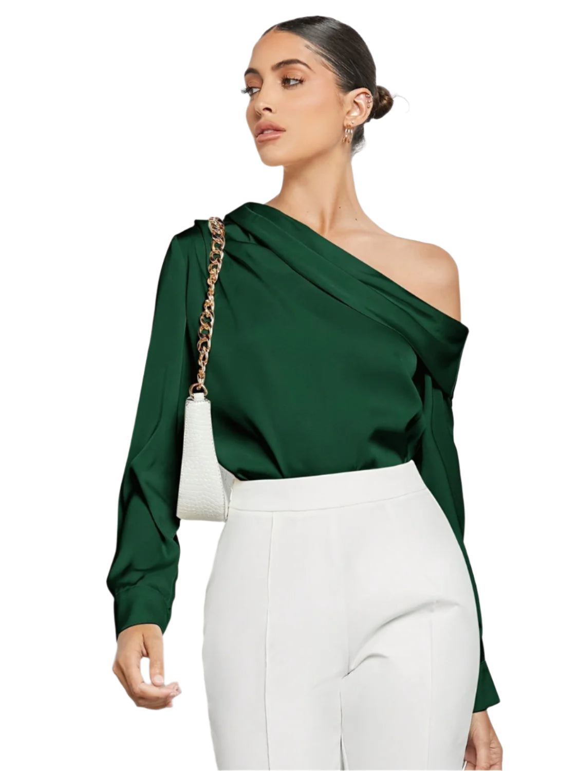 Ruched One Shoulder Long Sleeve Top