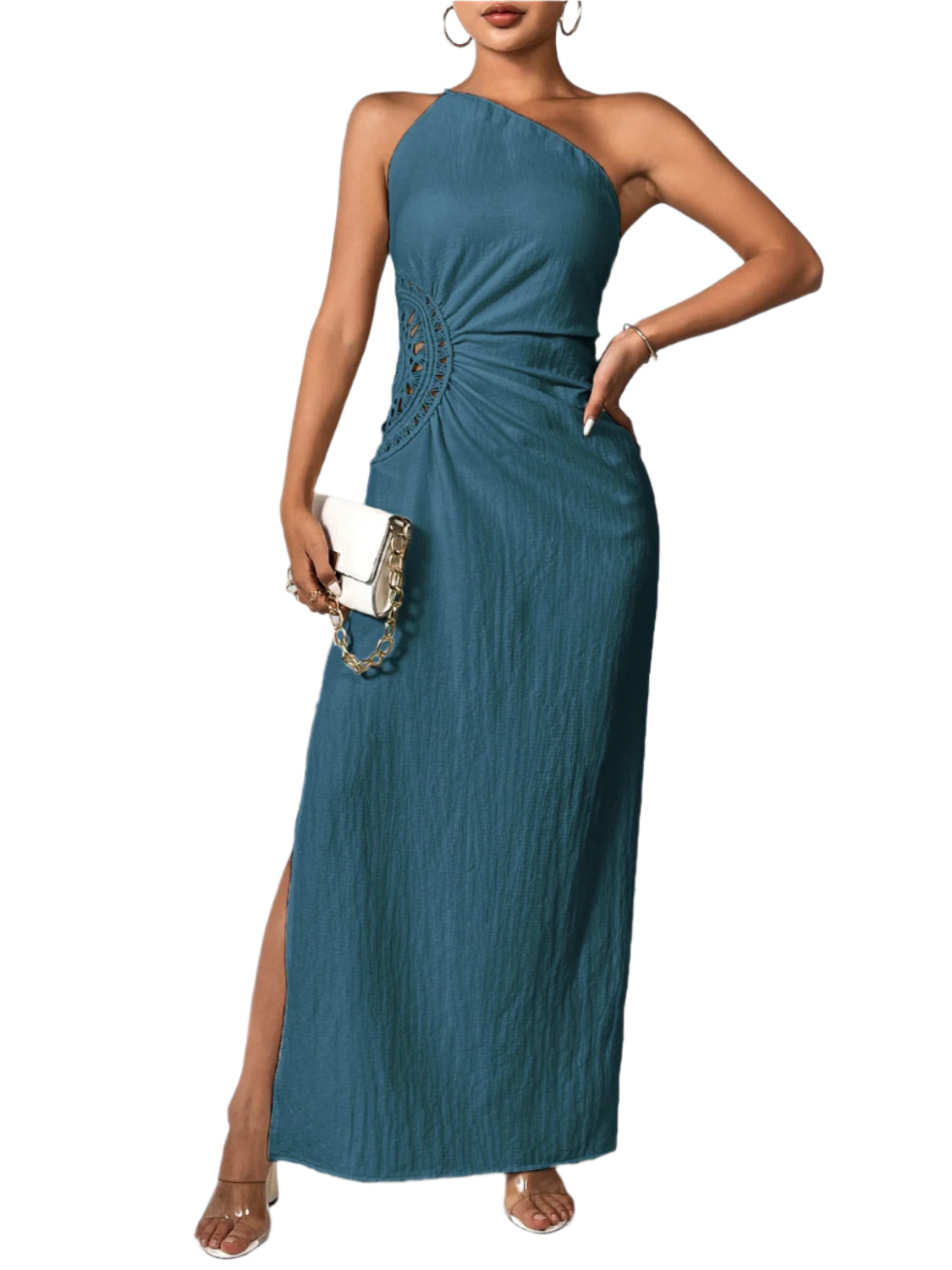 Honey Slit One Shoulder Sleeveless Maxi Dress