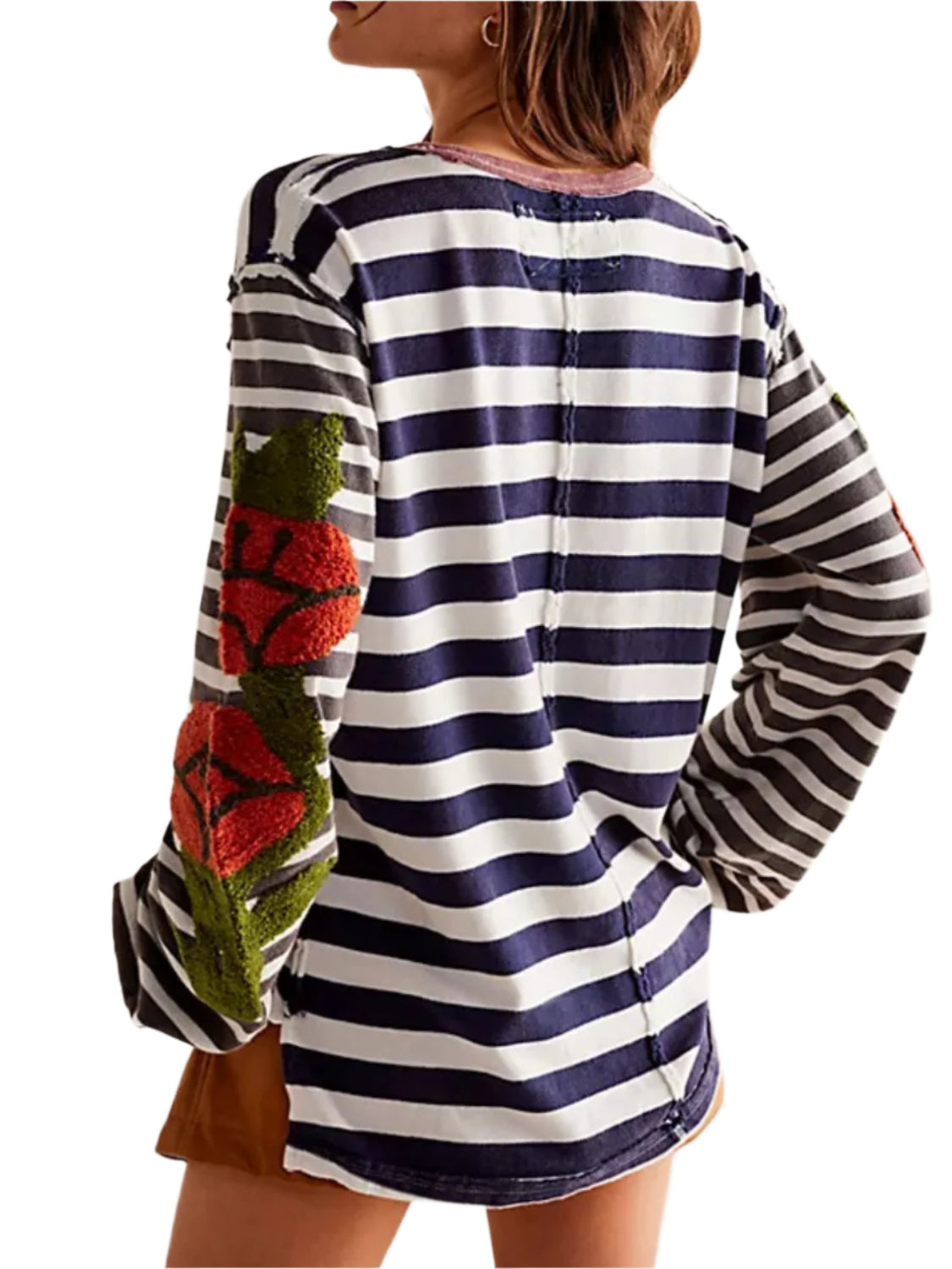 Striped Round Neck Long Sleeve Sweatshirt
