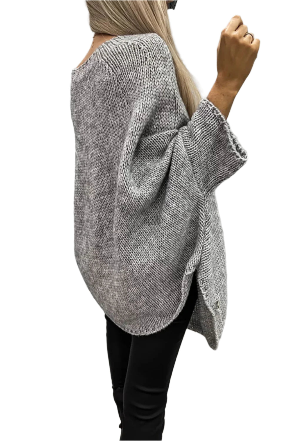 Round Neck Batwing Sleeve Sweater