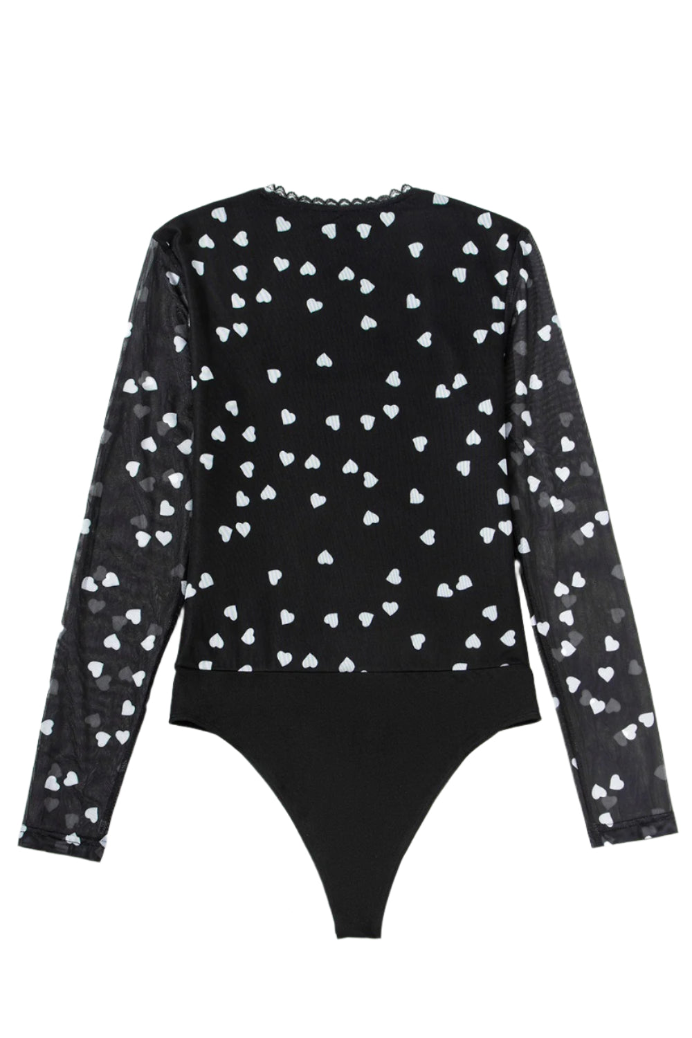 Heart Square Neck Long Sleeve Bodysuit