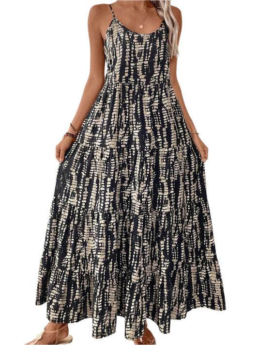 Printed Scoop Neck Maxi Cami Dress