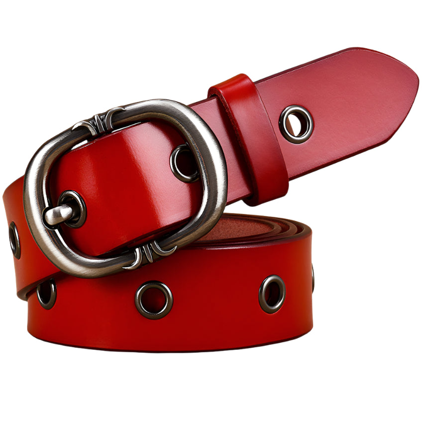 Riveted Hole Cowhide Leather Belt