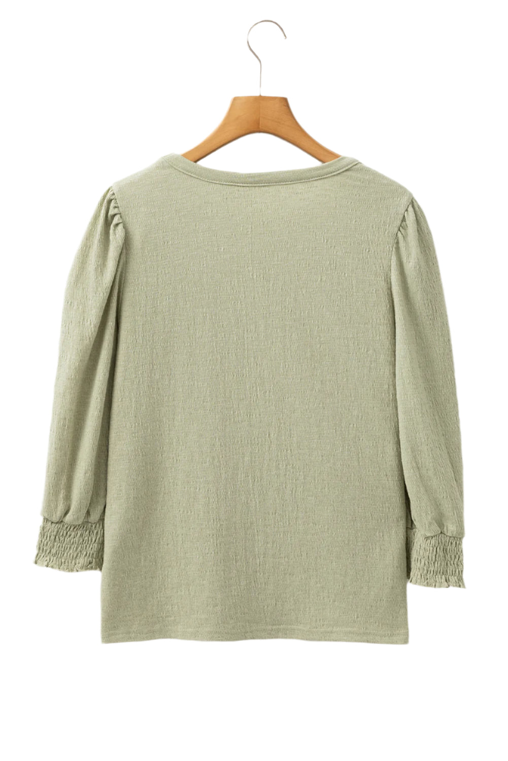 Textured Round Neck Three-Quarter Sleeve Blouse