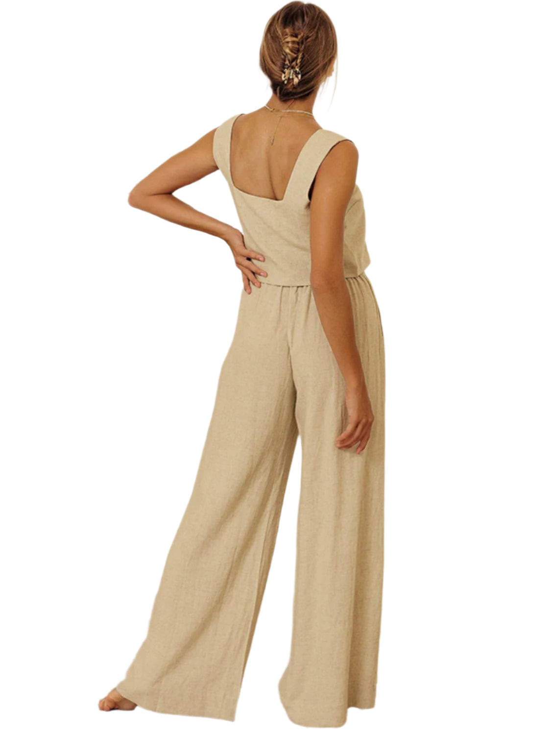Square Neck Sleeveless Top and Pants Set