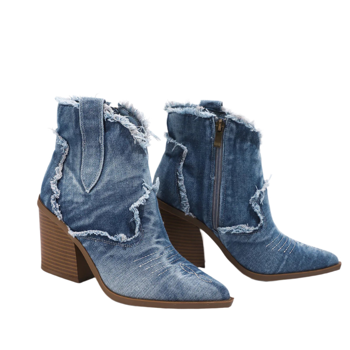 Denim Pointed Toe Ankle Boots