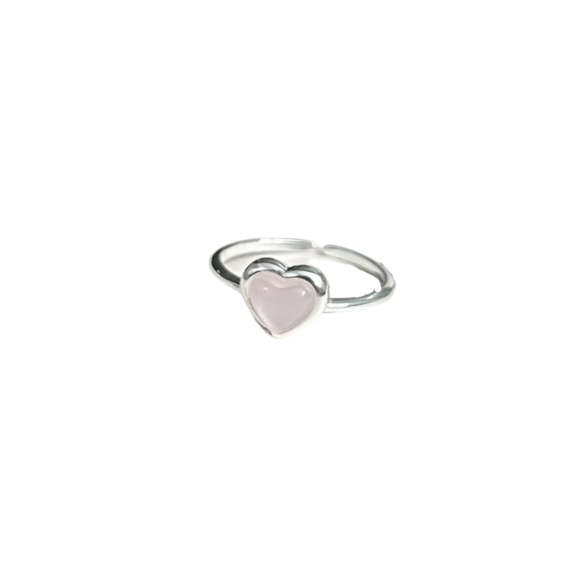 925 Sterling Silver Crystal Heart Open Ring