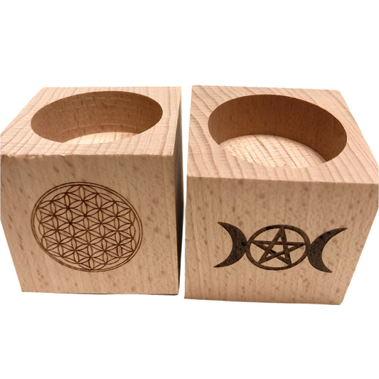 Beech Wood Tea Light Candle Altar Holders