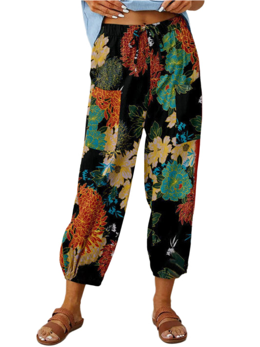 Printed Tied Cropped Pants