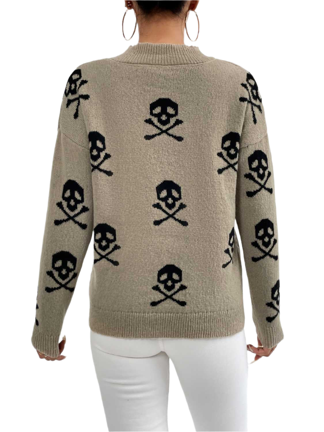 Patterned Drop Shoulder Sweater