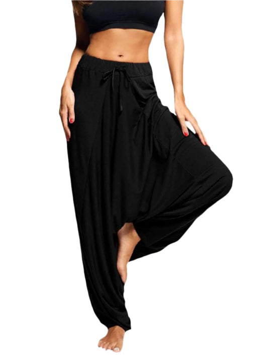 Tied Mid Waist Long Harem Pants