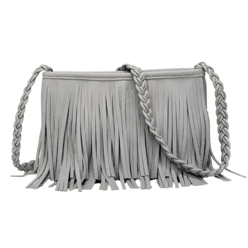 PU Leather Hand Woven Fringe Bag