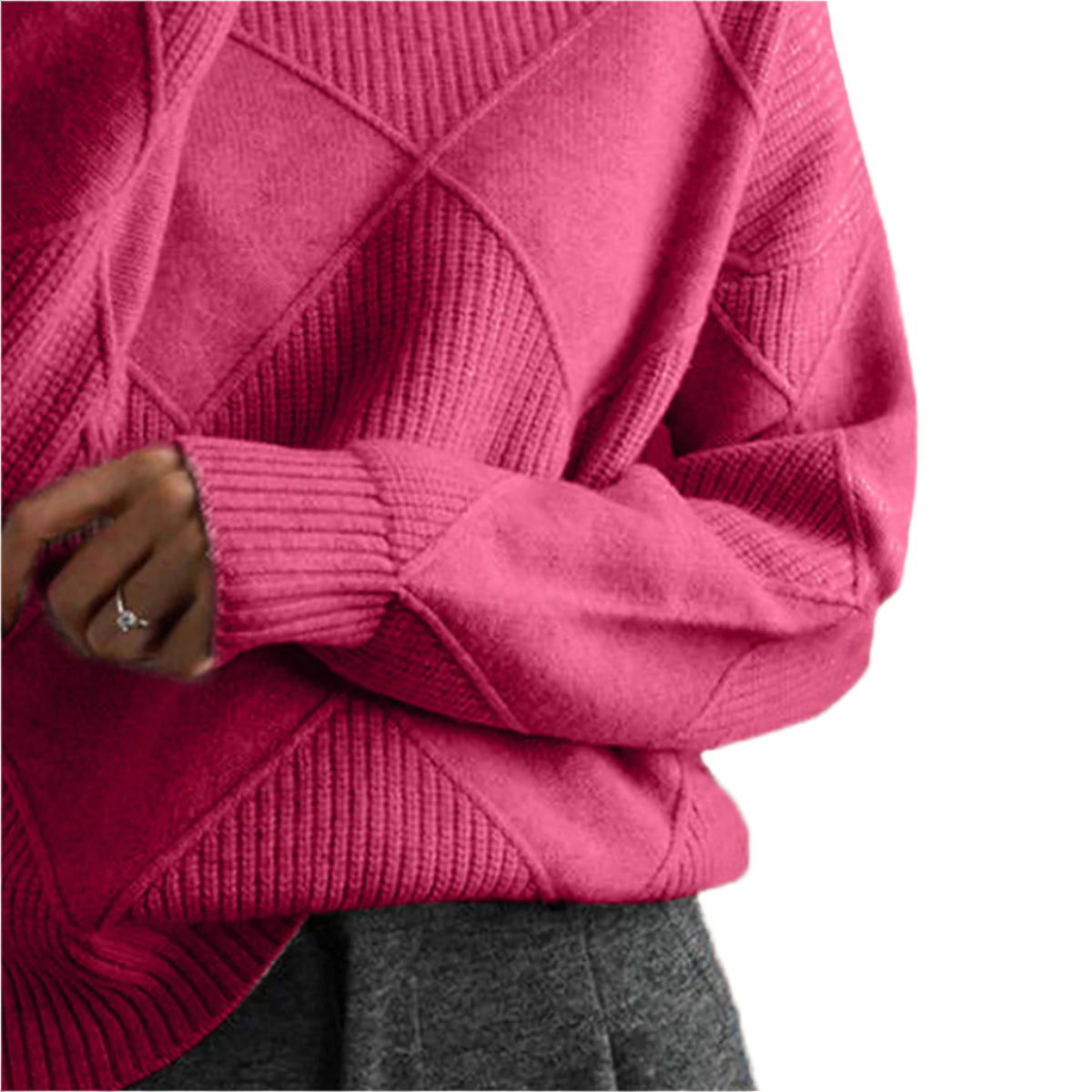 Geometric Turtleneck Long Sleeve Sweater