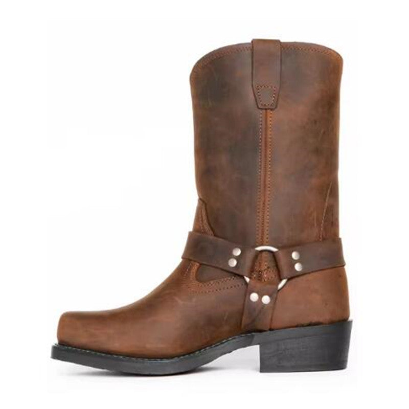 Vintage Leather Men's Motorcycle Boots