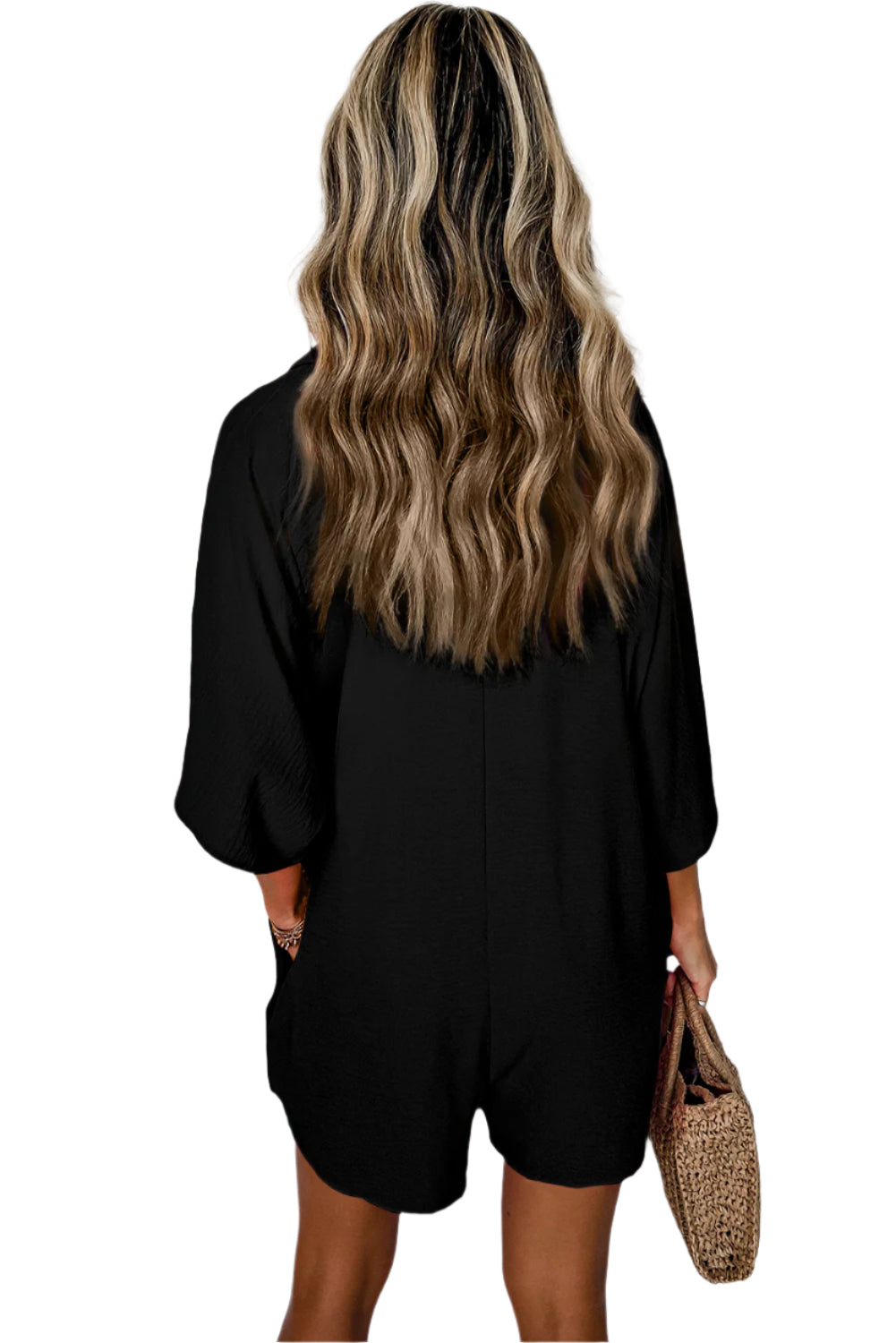 Half Button Collared Neck Romper