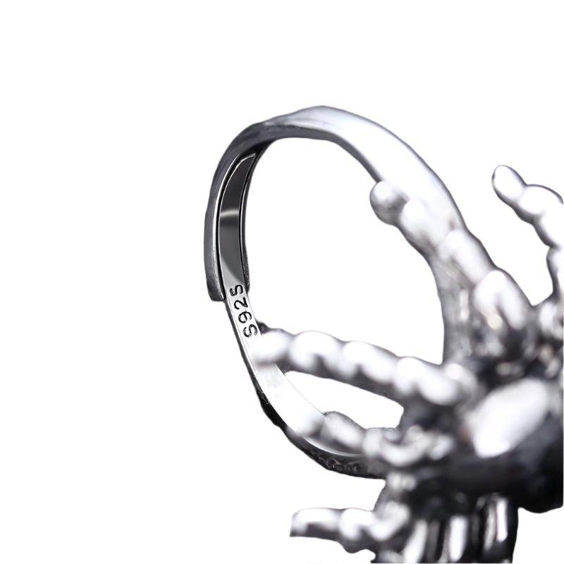 925 Sterling Silver Skull Spider Ring