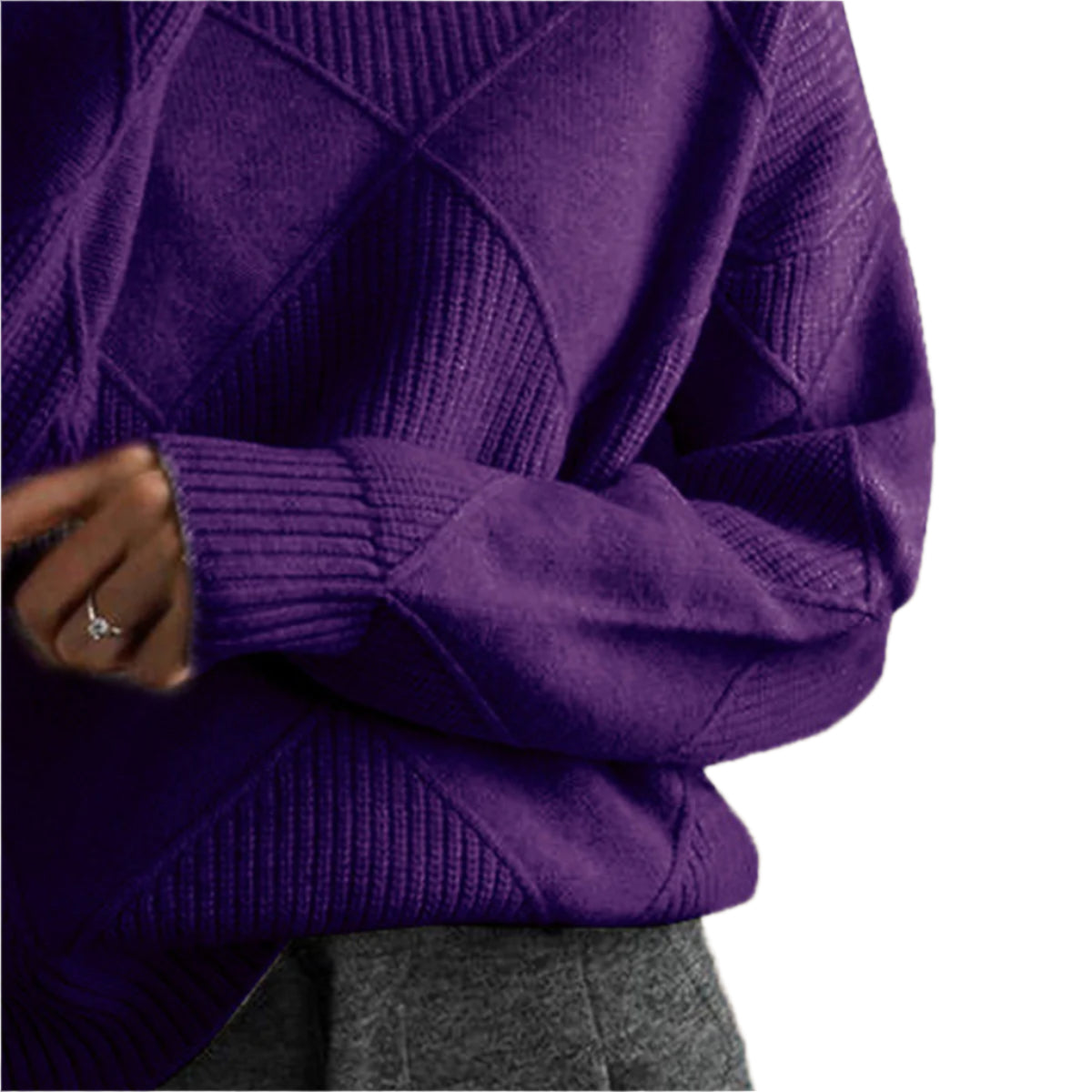 Geometric Turtleneck Long Sleeve Sweater