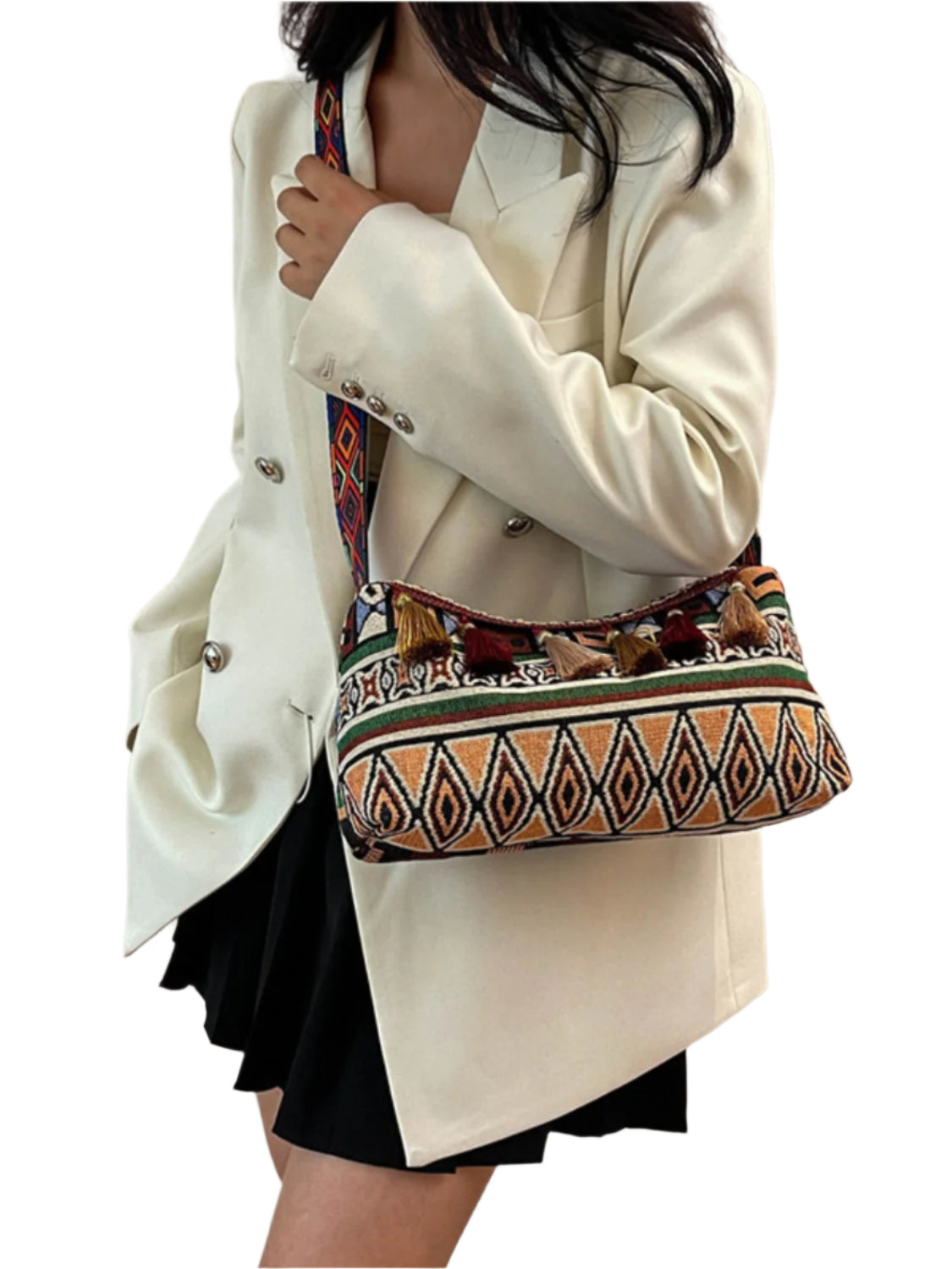 Tassel Adjustable Strap Shoulder Bag