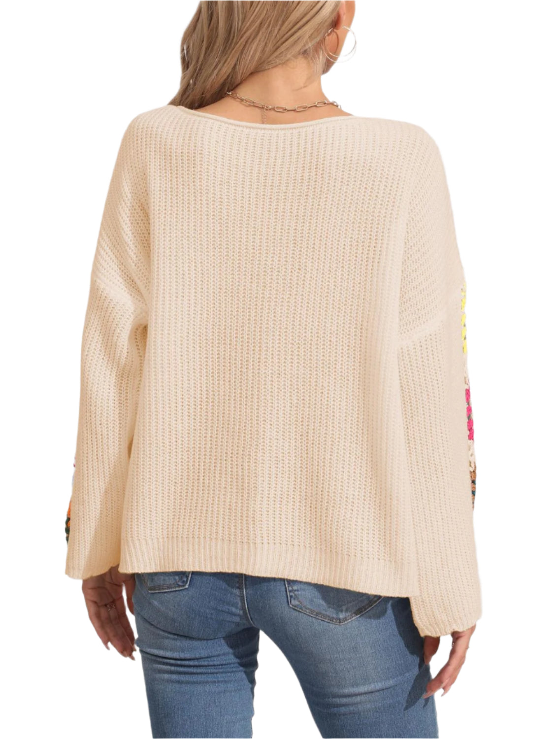Crochet Flower Long Sleeve Sweater