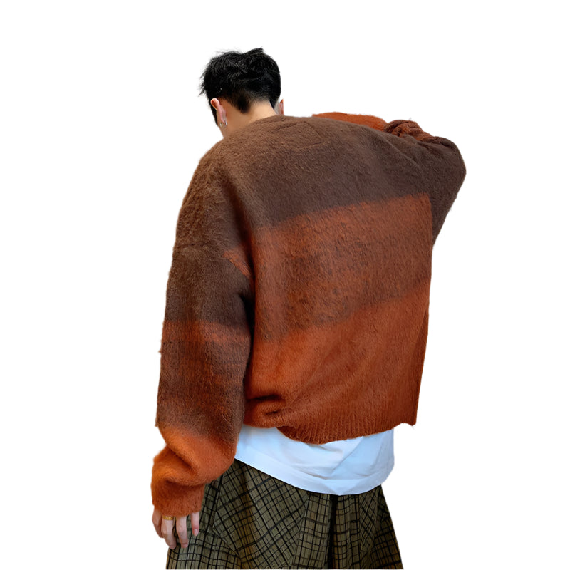 Men's Loose Gradient Brushed Cardigan