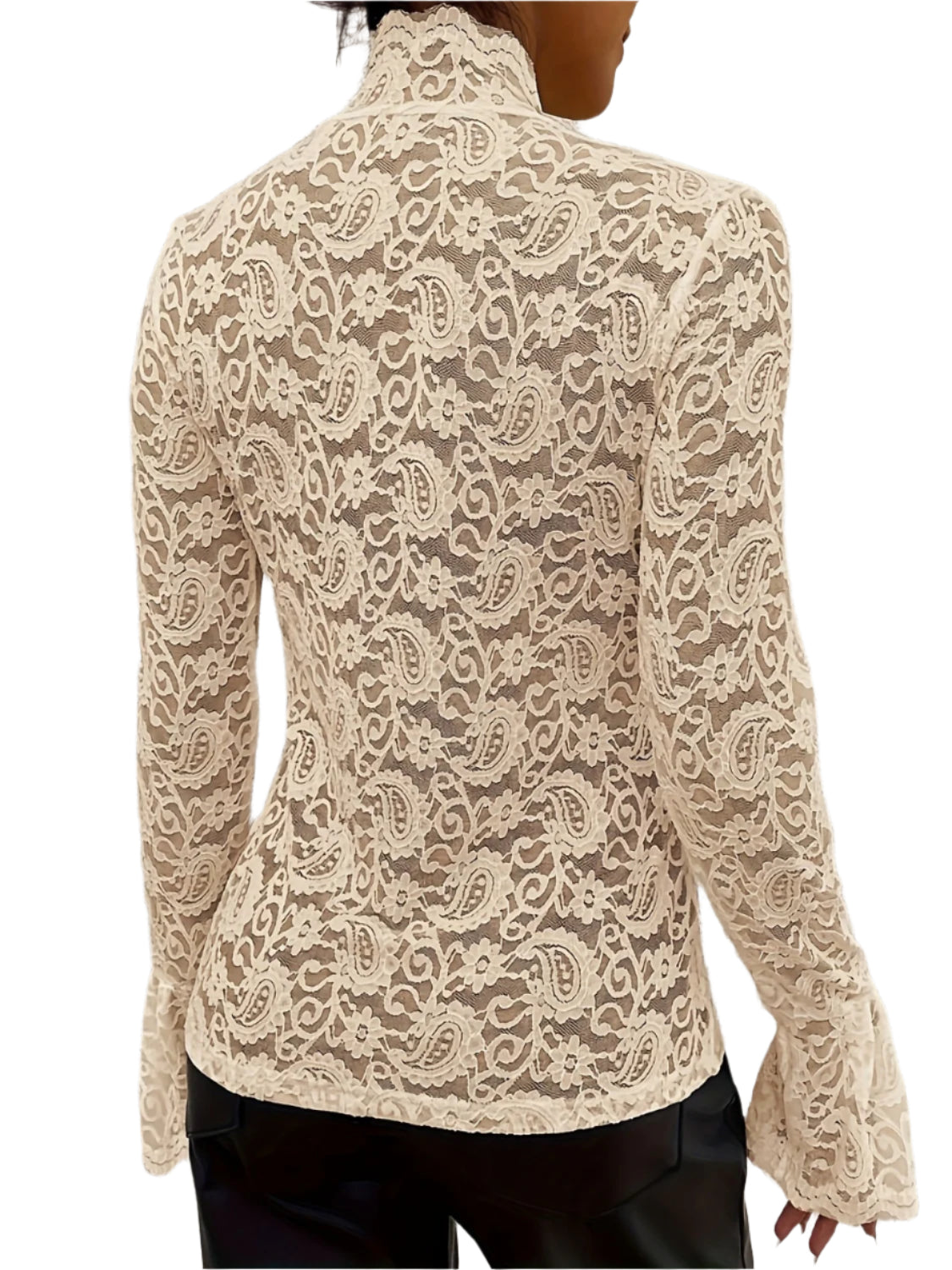 Mock Neck Long Sleeve Lace Top