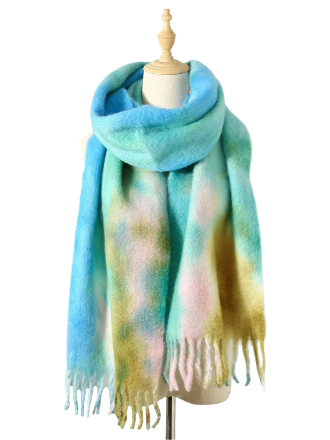 Fringe Tie-Dye Polyester Scarf