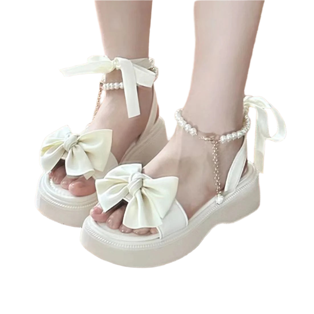 Pearl Accent Platform Sandals