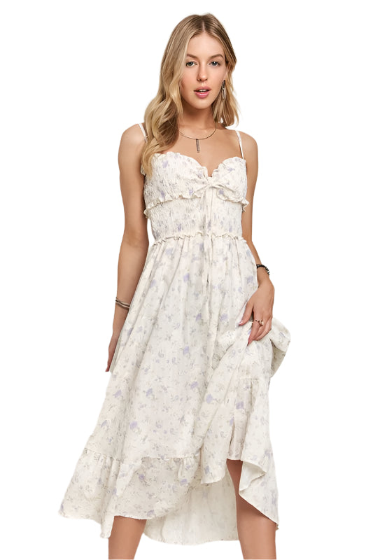 ADORA Smocked Floral Sweetheart Neck Cami Dress
