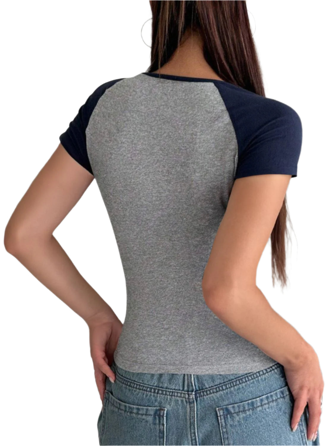 Devine Contrast Scoop Neck Short Sleeve T-Shirt