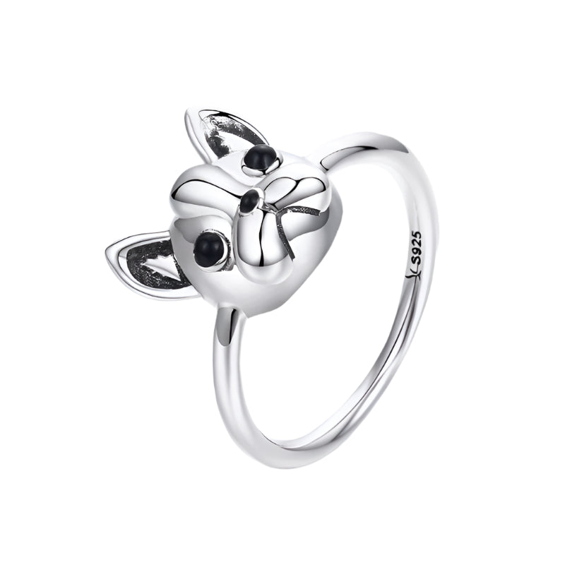 925 Sterling French Bulldog Ring