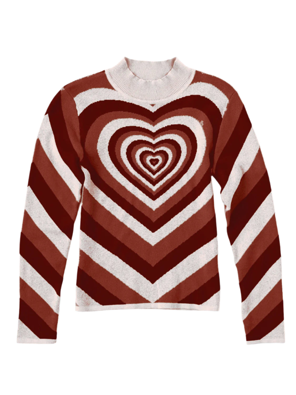Heart Mock Neck Long Sleeve Sweater
