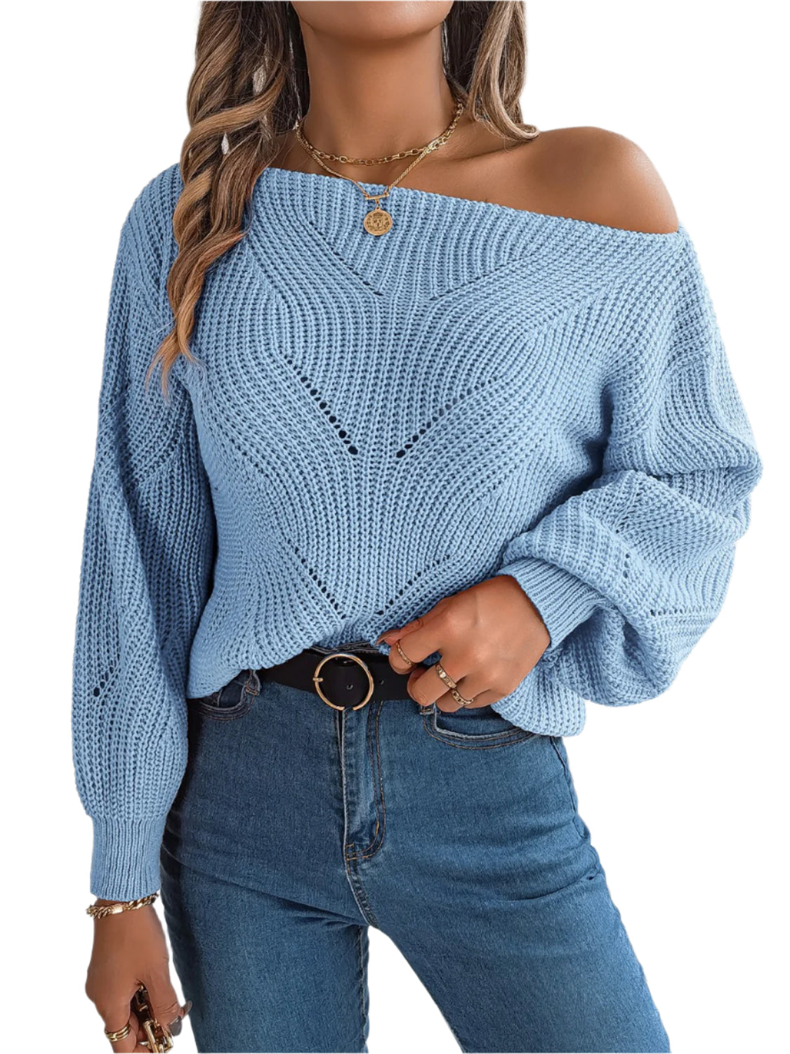 Openwork Long Sleeve Sweater