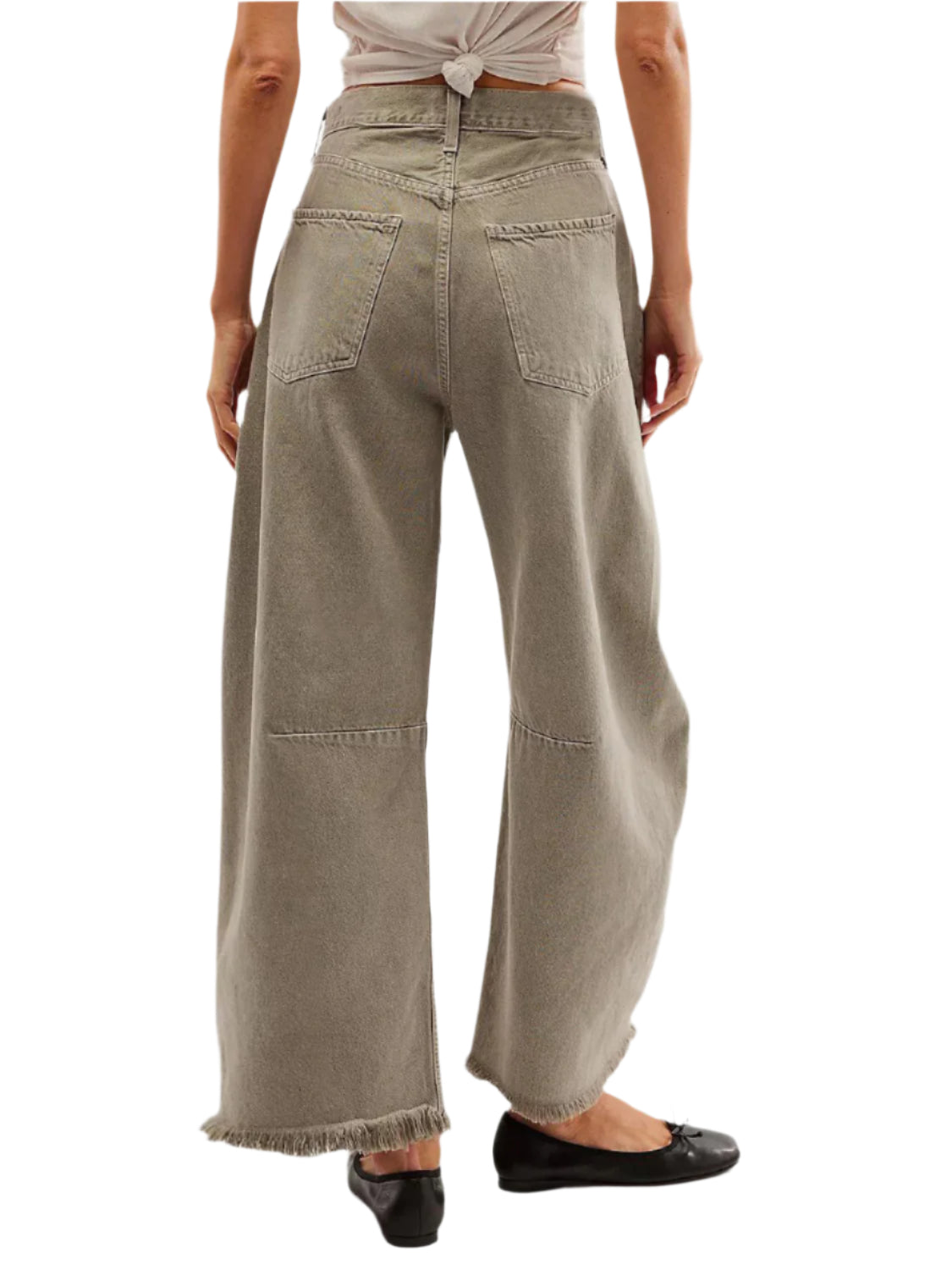 Raw Hem Wide Leg Jeans with Pockets