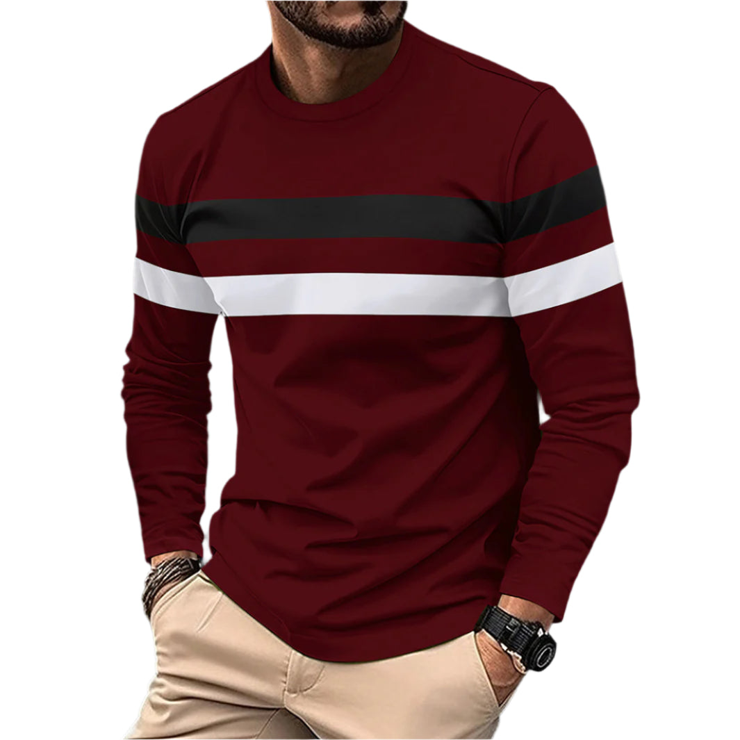 Men's Casual Striped Long Sleeve Shirt