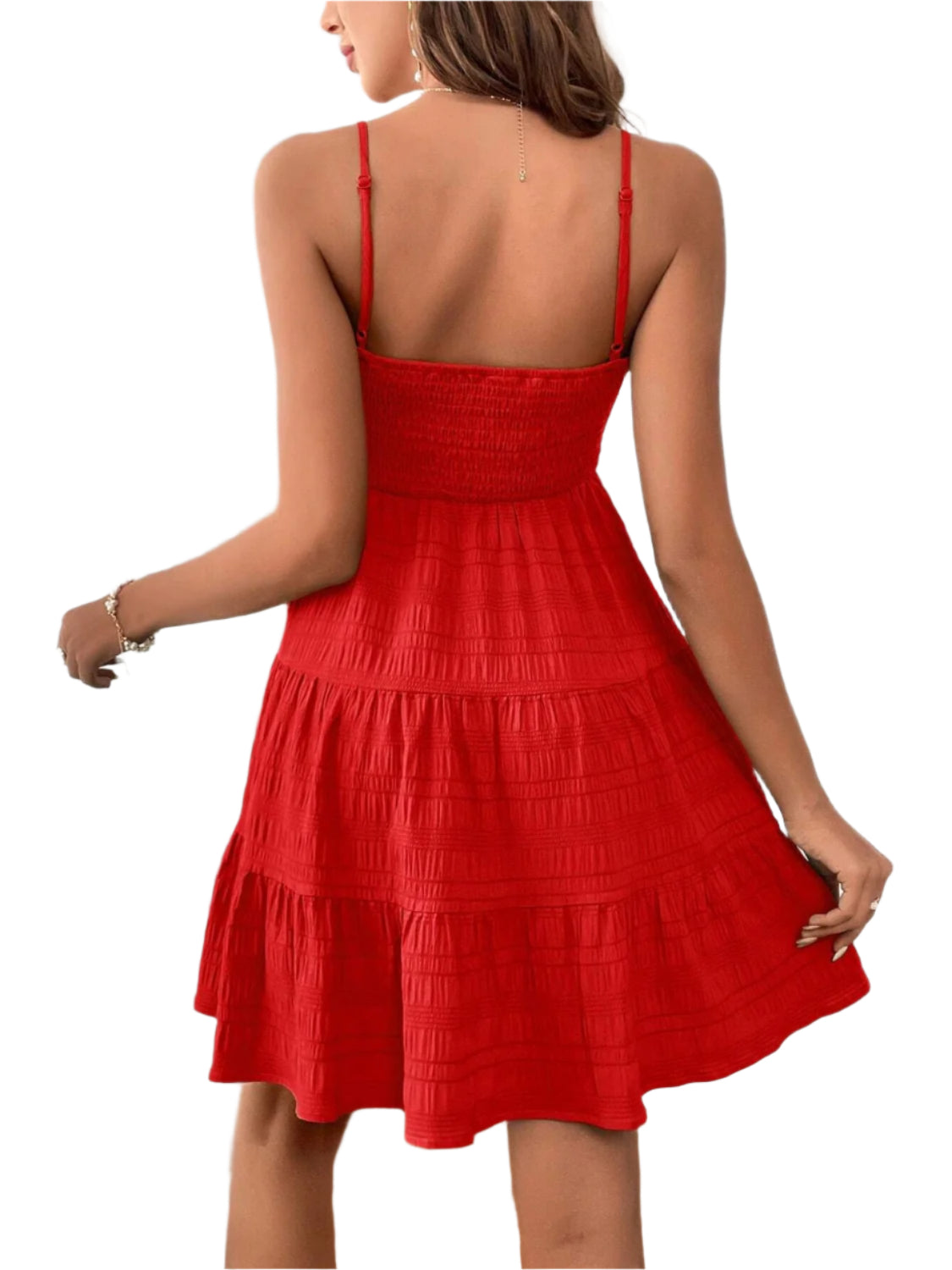 Smocked Tiered Sleeveless Mini Dress