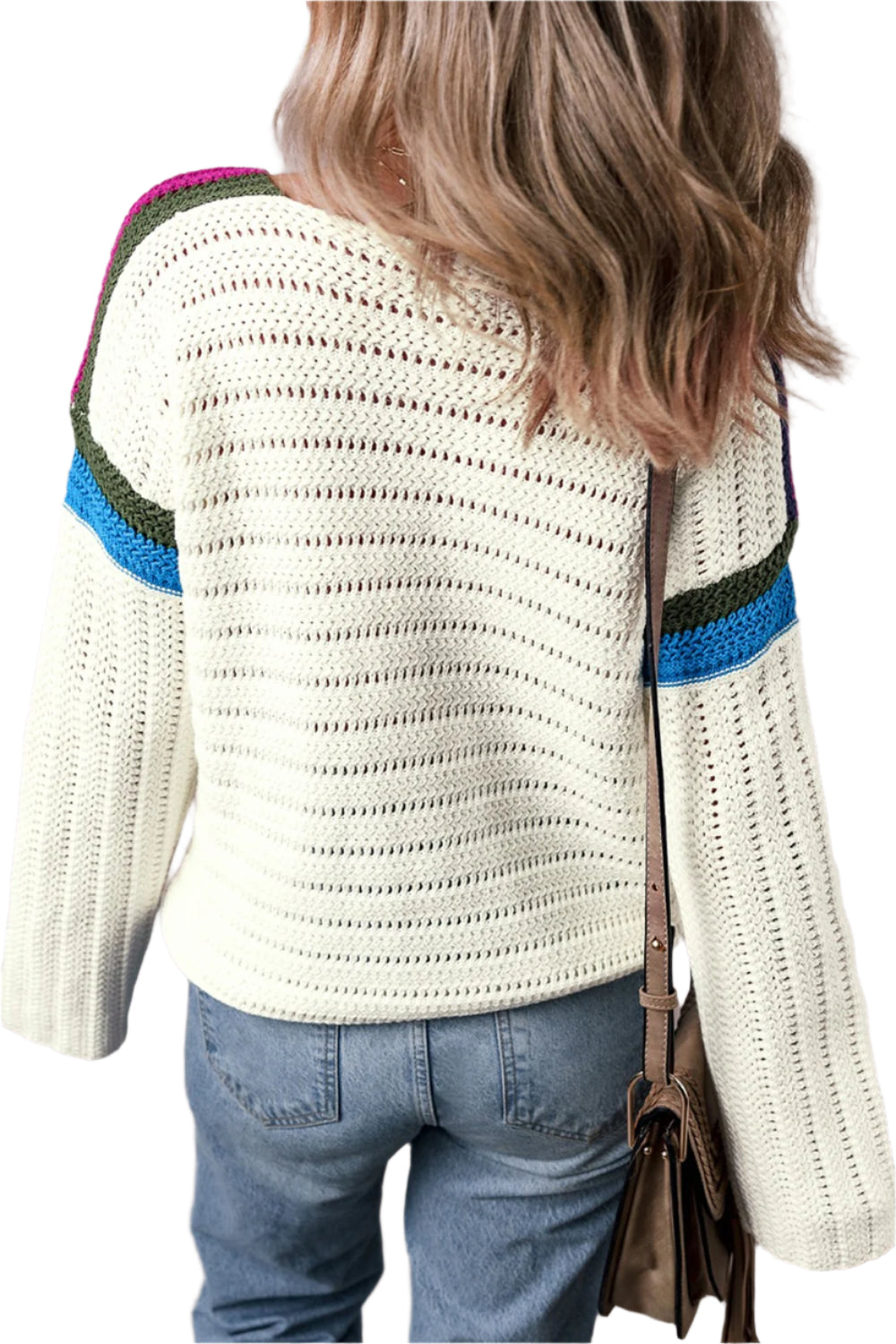 Flower Round Neck Long Sleeve Sweater