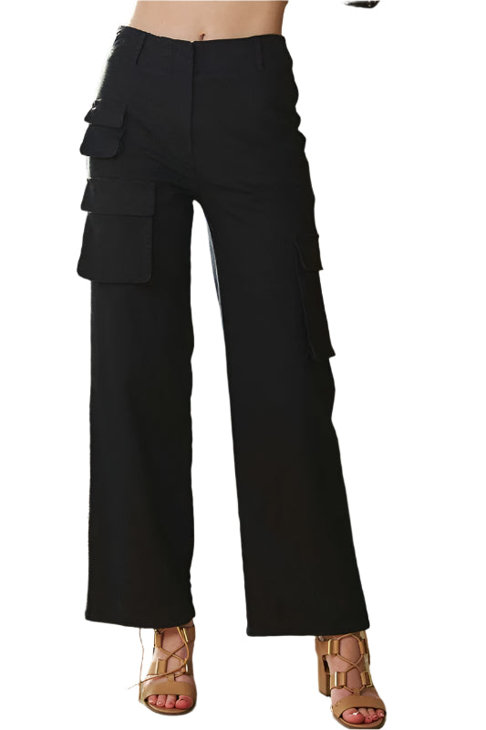 Davi & Dani Flap Pocket Mid Rise Cargo Pants